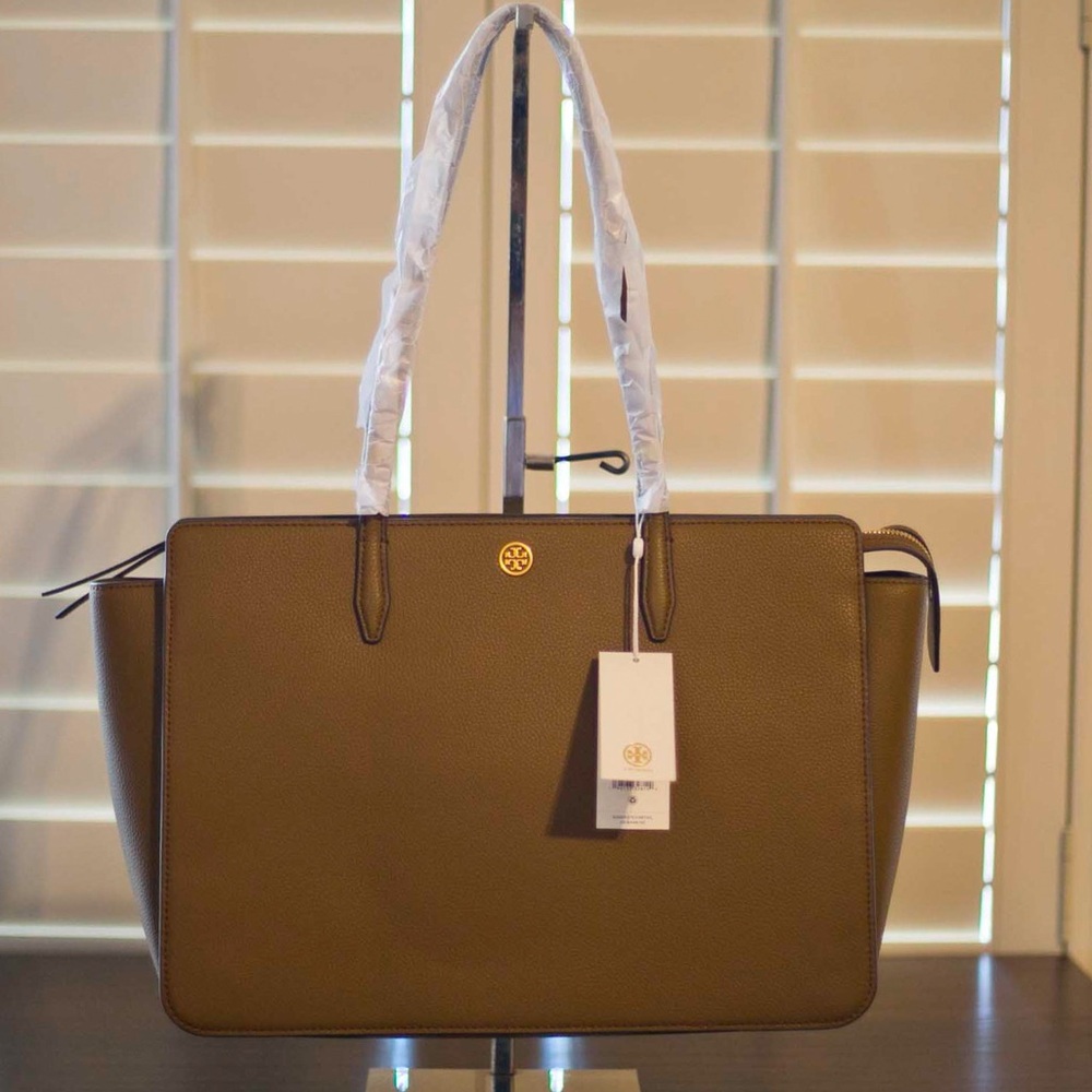 Tory Burch Robinson Pebbled Tote | Large | Bistro Brown